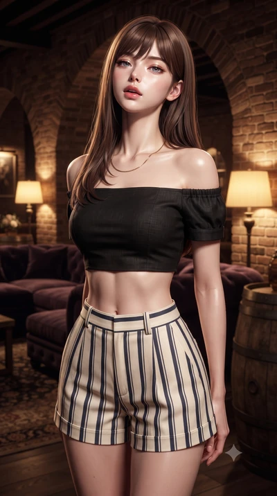 score_9, masterpiece, best quality, ultra-detailed, high-budget anime keyframe, editorial fashion photography, tasteful artistic composition, Korean woman woman. close-up cowboy shot from the waist and thighs up, the character dominates the compositi