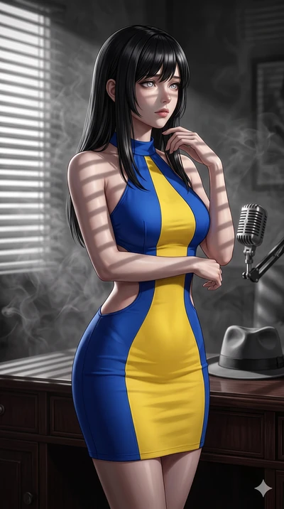 score_9, masterpiece, best quality, ultra-detailed, high-budget anime keyframe, editorial fashion photography, tasteful artistic composition, Caucasian woman, strictly human ears. close-up cowboy shot from the waist and thighs up, the character domin