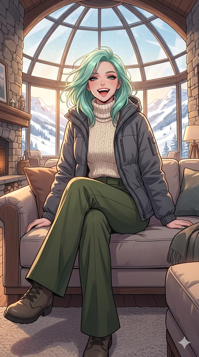 score_9, masterpiece, best quality, ultra-detailed, high-budget anime keyframe, vibrant anime aesthetic, Japanese woman. low angle full-body shot from head to toe showing her feet, filling the entire 9:16 vertical frame with her statuesque presence, 