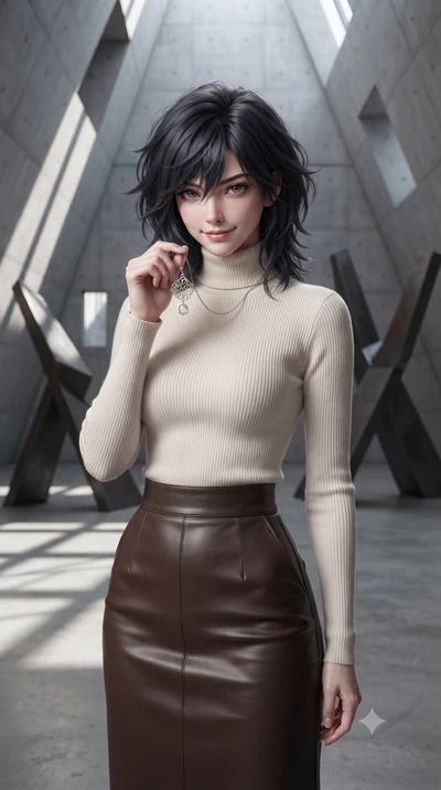 score_9, masterpiece, best quality, ultra-detailed, high-budget anime keyframe, editorial fashion photography, tasteful artistic composition, Caucasian woman, strictly human ears. close-up cowboy shot from the waist and thighs up, the character domin