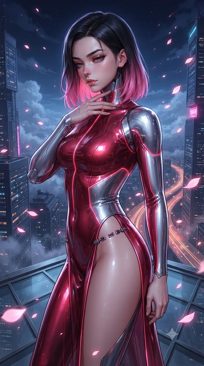 score_9, masterpiece, best quality, ultra-detailed, high-budget anime keyframe, editorial fashion photography, tasteful artistic composition, Korean woman. close-up cowboy shot from the waist and thighs up, the character dominates the composition, fi