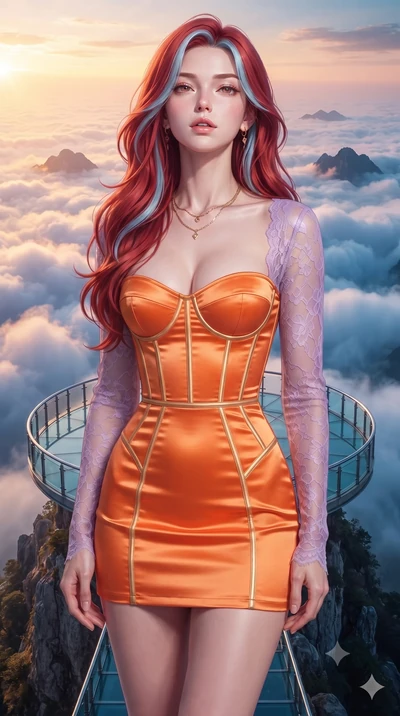 score_9, masterpiece, best quality, ultra-detailed, high-budget anime keyframe, editorial fashion photography, tasteful artistic composition, Caucasian woman, strictly human ears. close-up cowboy shot from the waist and thighs up, the character domin