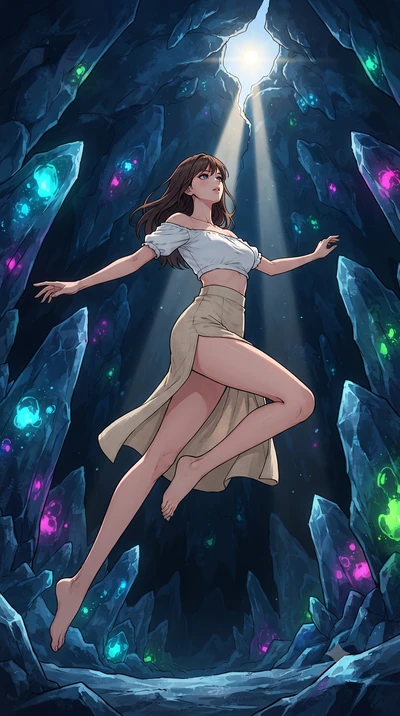 score_9, masterpiece, best quality, ultra-detailed, high-budget anime keyframe, gorgeous anime illustration, with clean line-art and distinct ink outlines, Korean woman. low angle full-body shot from head to toe showing her feet, filling the entire 9