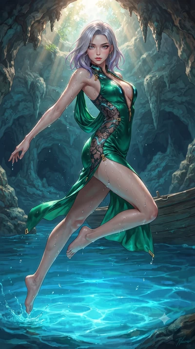 score_9, masterpiece, best quality, ultra-detailed, high-budget anime keyframe, editorial fashion photography, tasteful artistic composition, Caucasian woman. low angle full-body shot from head to toe showing her feet, filling the entire 9:16 vertica