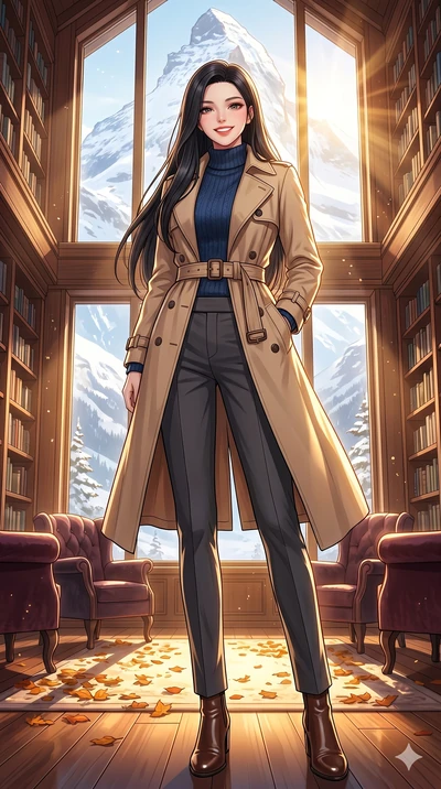 score_9, masterpiece, best quality, ultra-detailed, high-budget anime keyframe, vibrant anime aesthetic, Korean woman. low angle full-body shot from head to toe showing her feet, filling the entire 9:16 vertical frame with her statuesque presence, st