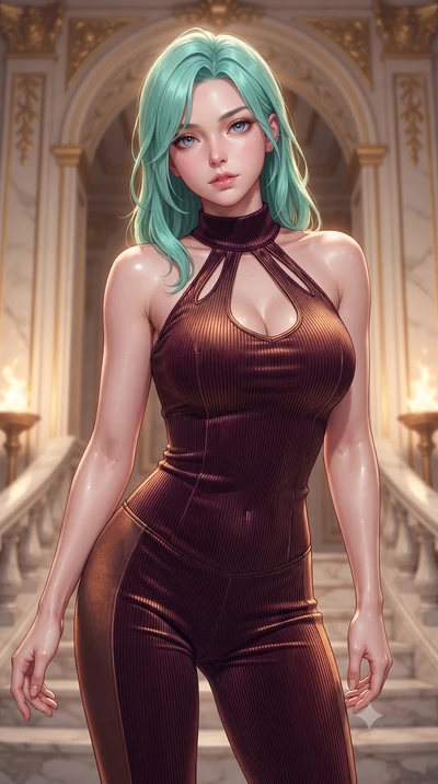 score_9, masterpiece, best quality, ultra-detailed, high-budget anime keyframe, editorial fashion photography, tasteful artistic composition, Japanese woman. close-up cowboy shot from the waist and thighs up, the character dominates the composition, 