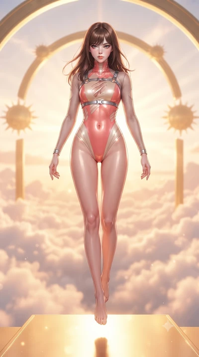 score_9, masterpiece, best quality, ultra-detailed, high-budget anime keyframe, editorial fashion photography, tasteful artistic composition, Korean woman. low angle full-body shot from head to toe showing her feet, filling the entire 9:16 vertical f