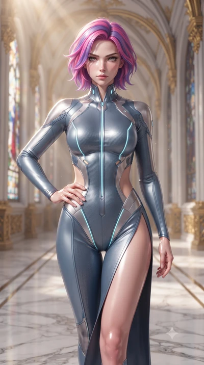 score_9, masterpiece, best quality, ultra-detailed, high-budget anime keyframe, editorial fashion photography, tasteful artistic composition, Caucasian woman. close-up cowboy shot from the waist and thighs up, the character dominates the composition,