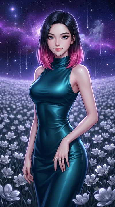 score_9, masterpiece, best quality, ultra-detailed, high-budget anime keyframe, editorial fashion photography, tasteful artistic composition, Korean woman. close-up cowboy shot from the waist and thighs up, the character dominates the composition, fi