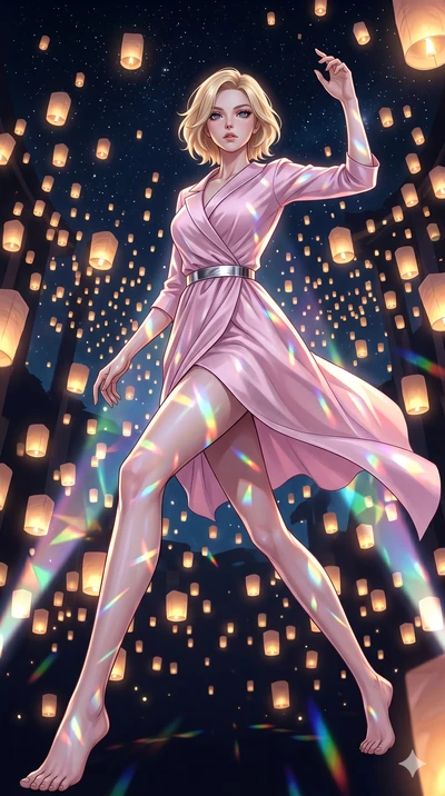 score_9, masterpiece, best quality, ultra-detailed, high-budget anime keyframe, editorial fashion photography, tasteful artistic composition, Caucasian woman, strictly human ears. low angle full-body shot from head to toe showing her feet, filling th