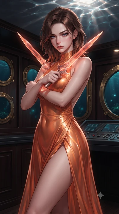score_9, masterpiece, best quality, ultra-detailed, high-budget anime keyframe, editorial fashion photography, tasteful artistic composition, Korean woman. close-up cowboy shot from the waist and thighs up, the character dominates the composition, fi