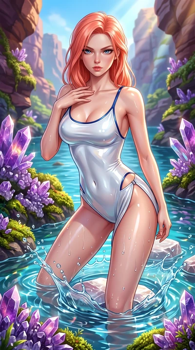 score_9, masterpiece, best quality, ultra-detailed, high-budget anime keyframe, semi-realistic 3D game render, editorial fashion photography, tasteful artistic composition, Japanese woman. close-up cowboy shot from the waist and thighs up, the charac