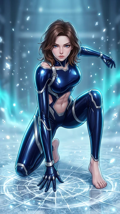 score_9, masterpiece, best quality, ultra-detailed, high-budget anime keyframe, semi-realistic 3D game render, editorial fashion photography, tasteful artistic composition, Korean woman. low angle full-body shot from head to toe showing her feet, fil