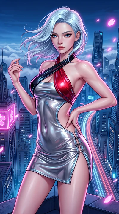 score_9, masterpiece, best quality, ultra-detailed, high-budget anime keyframe, semi-realistic 3D game render, editorial fashion photography, tasteful artistic composition, Korean woman. close-up cowboy shot from the waist and thighs up, the characte
