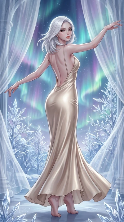score_9, masterpiece, best quality, ultra-detailed, high-budget anime keyframe, editorial fashion photography, tasteful artistic composition, Korean woman. low angle full-body shot from head to toe showing her feet, filling the entire 9:16 vertical f