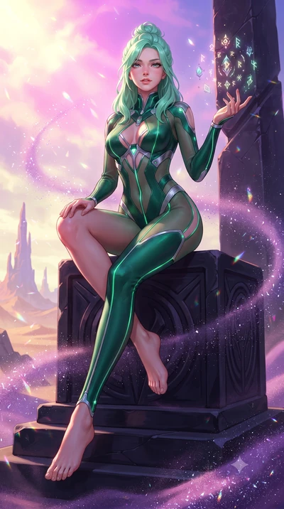 score_9, masterpiece, best quality, ultra-detailed, high-budget anime keyframe, editorial fashion photography, tasteful artistic composition, Japanese woman. low angle full-body shot from head to toe showing her feet, filling the entire 9:16 vertical