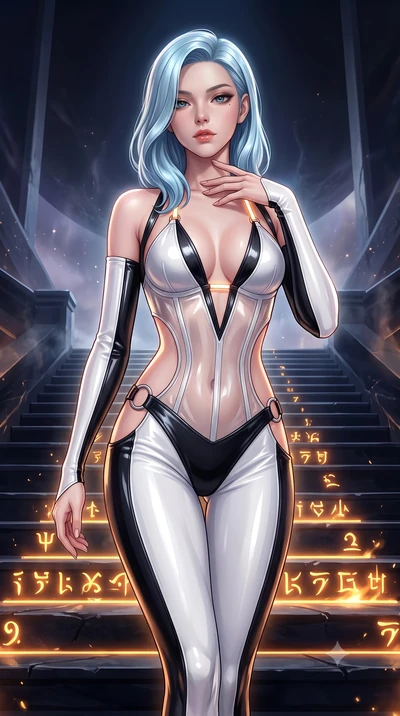 score_9, masterpiece, best quality, ultra-detailed, high-budget anime keyframe, semi-realistic 3D game render, editorial fashion photography, tasteful artistic composition, Korean woman. close-up cowboy shot from the waist and thighs up, the characte