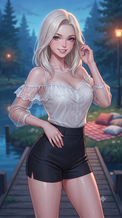 score_9, masterpiece, best quality, ultra-detailed, high-budget anime keyframe, editorial fashion photography, tasteful artistic composition, Caucasian woman. close-up cowboy shot from the waist and thighs up, the character dominates the composition,