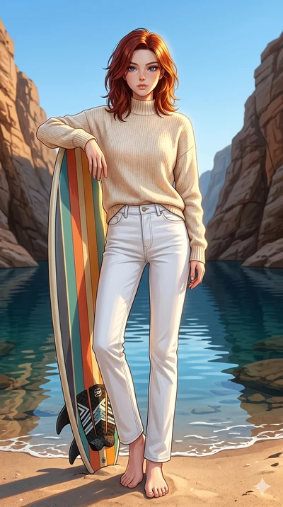 score_9, masterpiece, best quality, ultra-detailed, high-budget anime keyframe, editorial fashion photography, tasteful artistic composition, Korean woman. low angle full-body shot from head to toe showing her feet, filling the entire 9:16 vertical f