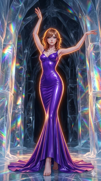 score_9, masterpiece, best quality, ultra-detailed, high-budget anime keyframe, editorial fashion photography, tasteful artistic composition, Korean woman. low angle full-body shot from head to toe showing her feet, filling the entire 9:16 vertical f