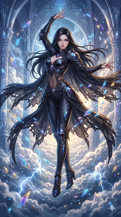 score_9, masterpiece, best quality, ultra-detailed, high-budget anime movie keyframe, cinematic anime lighting, intricate line art, Caucasian (strictly human ears) woman. Dynamic full-body shot stretching the vertical silhouette across the 9:16 frame