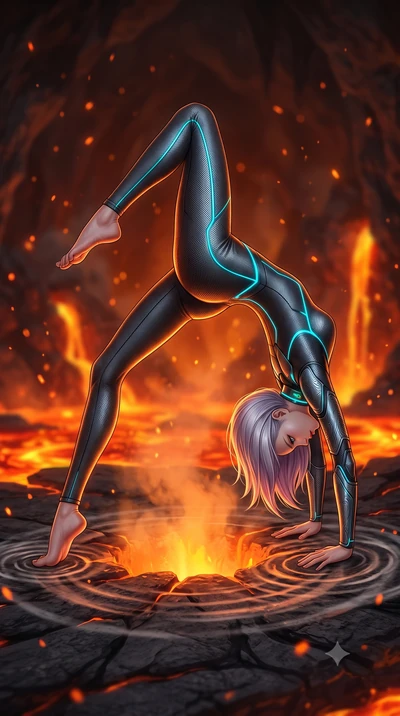 score_9, masterpiece, best quality, ultra-detailed, high-budget anime keyframe, semi-realistic 3D game render, editorial fashion photography, tasteful artistic composition, Caucasian woman. low angle full-body shot from head to toe showing her feet, 