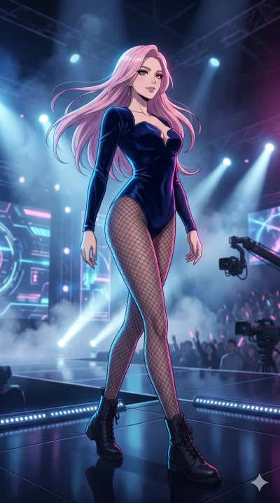 score_9, masterpiece, best quality, ultra-detailed, semi-realistic high-budget anime keyframe, an incredibly beautiful Japanese woman. Dynamic low angle shot filling the frame. She has an absolutely perfect 8-heads proportion, an exceptionally tall f