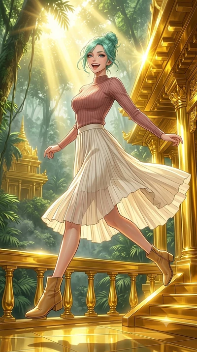 score_9, masterpiece, best quality, ultra-detailed, high-budget anime keyframe, editorial fashion photography, tasteful artistic composition, Japanese woman. low angle full-body shot from head to toe showing her feet, filling the entire 9:16 vertical