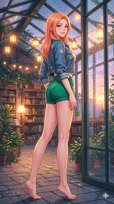 score_9, masterpiece, best quality, ultra-detailed, high-budget anime keyframe, vibrant anime aesthetic, Japanese woman. low angle full-body shot from head to toe showing her feet, filling the entire 9:16 vertical frame with her statuesque presence, 