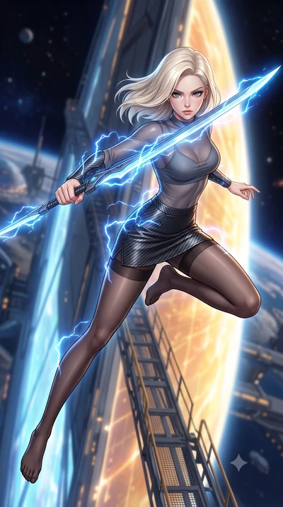 score_9, masterpiece, best quality, ultra-detailed, high-budget anime keyframe, editorial fashion photography, tasteful artistic composition, Caucasian woman. low angle full-body shot from head to toe showing her feet, filling the entire 9:16 vertica