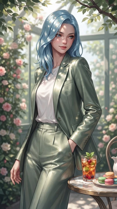 score_9, masterpiece, best quality, ultra-detailed, high-budget anime keyframe, editorial fashion photography, tasteful artistic composition, Korean woman. close-up cowboy shot from the waist and thighs up, the character dominates the composition, fi