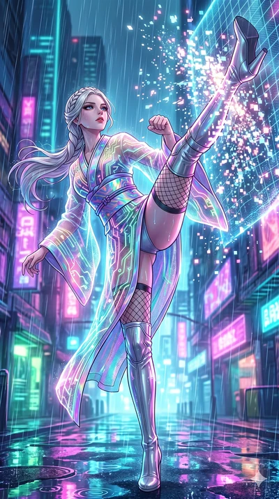 score_9, masterpiece, best quality, ultra-detailed, High-budget Anime Keyframe, vibrant colors, fluid line-art, expressive lighting, cinematic composition, Ufotable-style visual effects, top-tier animation quality, Korean woman with idol-like refined