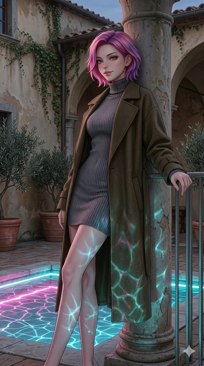 score_9, masterpiece, best quality, ultra-detailed, high-budget anime keyframe, editorial fashion photography, tasteful artistic composition, Caucasian woman, strictly human ears. cowboy shot from the thighs up, character and outfit filling the frame