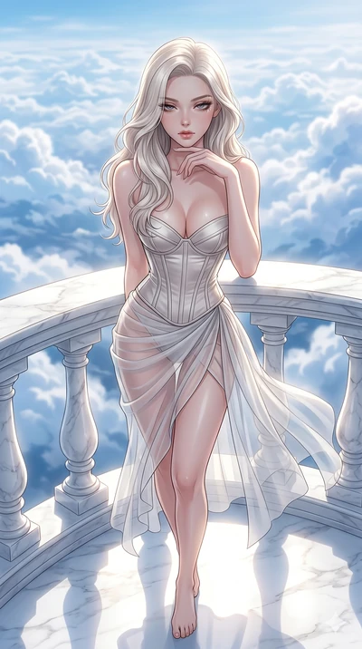 score_9, masterpiece, best quality, ultra-detailed, high-budget anime keyframe, editorial fashion photography, tasteful artistic composition, Caucasian woman, strictly human ears. cowboy shot from the thighs up, character and outfit filling the frame