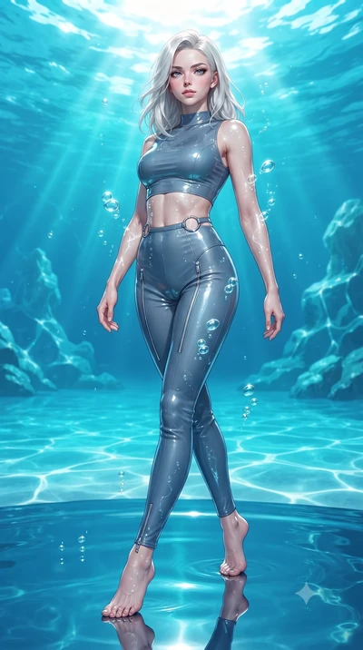 score_9, masterpiece, best quality, ultra-detailed, high-budget anime keyframe, editorial fashion photography, tasteful artistic composition, Caucasian woman. low angle full-body shot from head to toe showing her feet, filling the entire 9:16 vertica