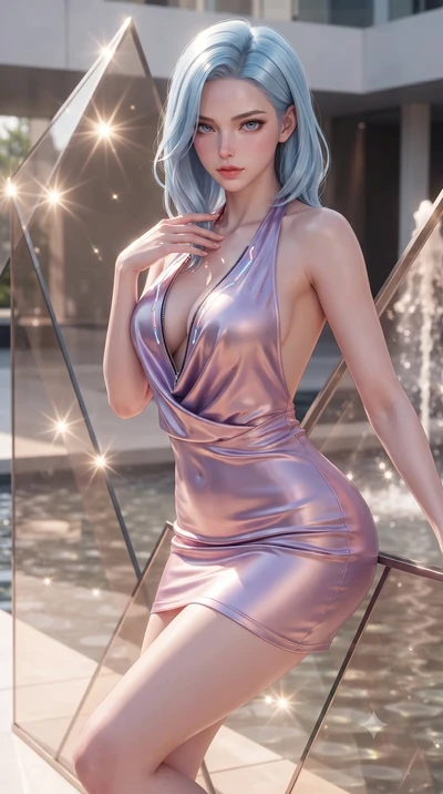 score_9, masterpiece, best quality, ultra-detailed, high-budget anime keyframe, editorial fashion photography, tasteful artistic composition, Korean woman. close-up cowboy shot from the waist and thighs up, the character dominates the composition, fi