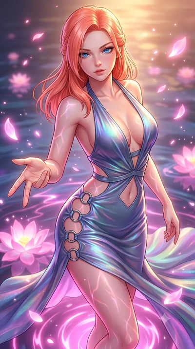 score_9, masterpiece, best quality, ultra-detailed, high-budget anime keyframe, editorial fashion photography, tasteful artistic composition, Japanese woman. close-up cowboy shot from the waist and thighs up, the character dominates the composition, 