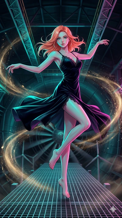 score_9, masterpiece, best quality, ultra-detailed, high-budget anime keyframe, editorial fashion photography, tasteful artistic composition, Japanese woman. low angle full-body shot from head to toe showing her feet, filling the entire 9:16 vertical