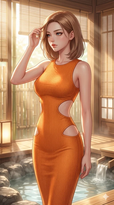 score_9, masterpiece, best quality, ultra-detailed, high-budget anime keyframe, editorial fashion photography, tasteful artistic composition, Korean woman. cowboy shot from the thighs up, character and outfit filling the frame for maximum editorial p