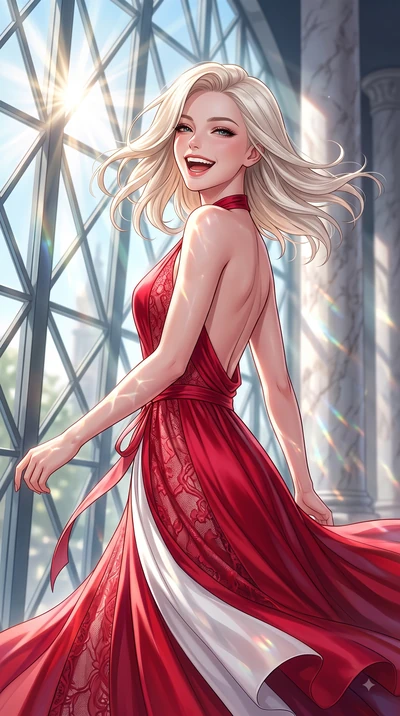 score_9, masterpiece, best quality, ultra-detailed, high-budget anime keyframe, editorial fashion photography, tasteful artistic composition, Caucasian woman. close-up cowboy shot from the waist and thighs up, the character dominates the composition,