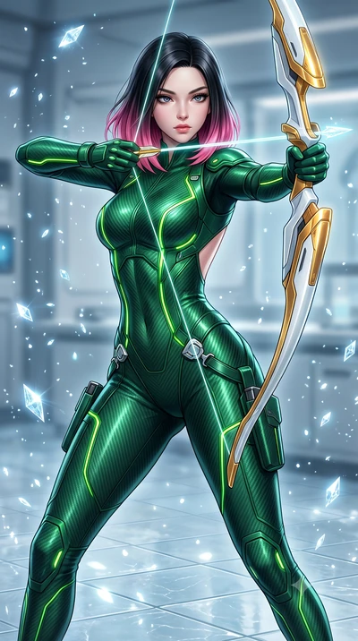 score_9, masterpiece, best quality, ultra-detailed, high-budget anime keyframe, semi-realistic 3D game render, editorial fashion photography, tasteful artistic composition, Korean woman. close-up cowboy shot from the waist and thighs up, the characte