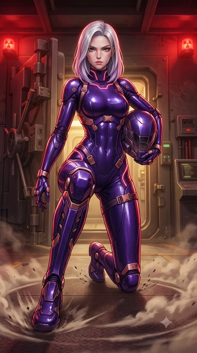 score_9, masterpiece, best quality, ultra-detailed, high-budget anime keyframe, semi-realistic 3D game render, editorial fashion photography, tasteful artistic composition, Caucasian woman. low angle full-body shot from head to toe showing her feet, 