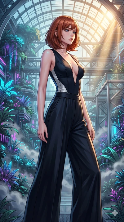 score_9, masterpiece, best quality, ultra-detailed, high-budget anime keyframe, editorial fashion photography, tasteful artistic composition, Caucasian woman, strictly human ears. cowboy shot from the thighs up, character and outfit filling the frame