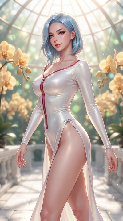 score_9, masterpiece, best quality, ultra-detailed, high-budget anime keyframe, editorial fashion photography, tasteful artistic composition, Korean woman. close-up cowboy shot from the waist and thighs up, the character dominates the composition, fi