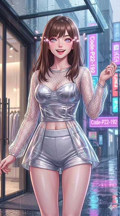 score_9, masterpiece, best quality, ultra-detailed, high-budget anime keyframe, vibrant anime aesthetic, Korean woman. close-up cowboy shot from the waist and thighs up, the character dominates the composition, filling the frame with her large presen