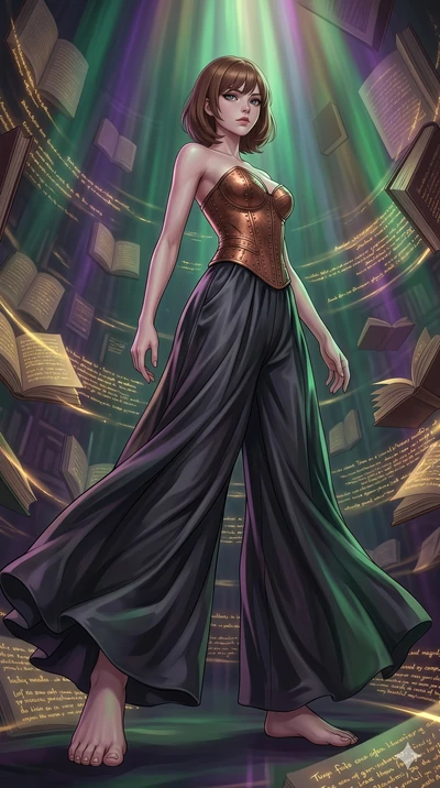 score_9, masterpiece, best quality, ultra-detailed, high-budget anime keyframe, editorial fashion photography, tasteful artistic composition, Caucasian woman, strictly human ears. low angle full-body shot from head to toe showing her feet, filling th