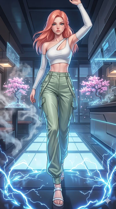 score_9, masterpiece, best quality, ultra-detailed, high-budget anime keyframe, editorial fashion photography, tasteful artistic composition, Japanese woman. low angle full-body shot from head to toe showing her feet, filling the entire 9:16 vertical