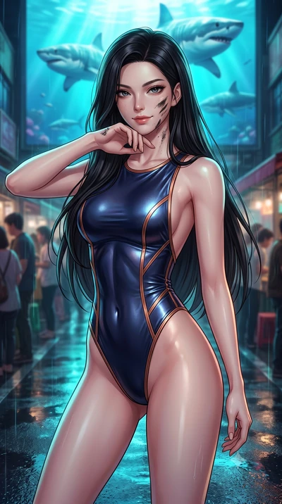 score_9, masterpiece, best quality, ultra-detailed, high-budget anime keyframe, editorial fashion photography, tasteful artistic composition, Korean woman. close-up cowboy shot from the waist and thighs up, the character dominates the composition, fi