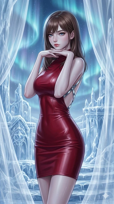 score_9, masterpiece, best quality, ultra-detailed, high-budget anime keyframe, editorial fashion photography, tasteful artistic composition, Korean woman. cowboy shot from the thighs up, character and outfit filling the frame for maximum editorial p