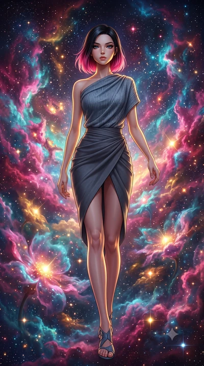 score_9, masterpiece, best quality, ultra-detailed, high-budget anime keyframe, editorial fashion photography, tasteful artistic composition, Korean woman. low angle full-body shot from head to toe showing her feet, filling the entire 9:16 vertical f